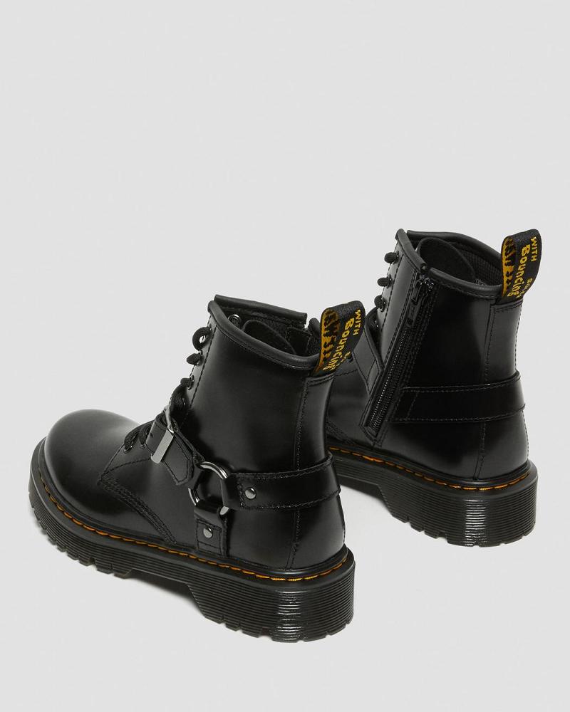 Kids' Dr Martens Junior 1460 Harness Leather Casual Boots Black | AU 658TCE